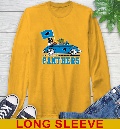 NFL Football Carolina Panthers Darth Vader Baby Yoda Driving Star Wars Shirt Long Sleeve T-Shirt 3