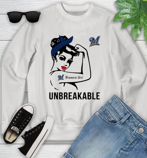 MLB Milwaukee Brewers Girl Unbreakable Baseball Sports Youth Sweatshirt
