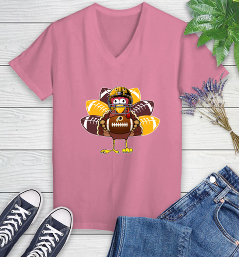 Washington Redskins Turkey Thanksgiving Day Women's V-Neck T-Shirt 13