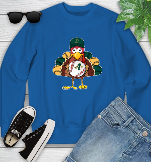 Oakland Athletics Turkey thanksgiving Youth Sweatshirt 8