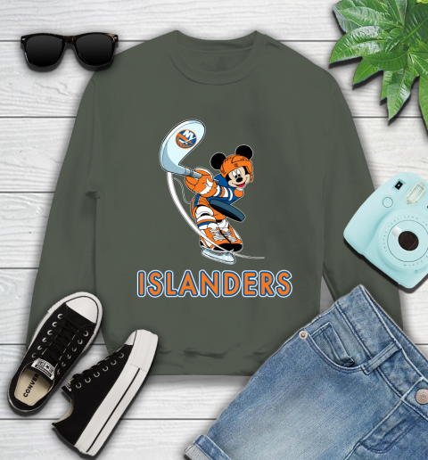 NHL Hockey New York Islanders Cheerful Mickey Mouse Shirt Youth Sweatshirt 9