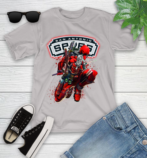 NBA Deadpool Marvel Comics Sports Basketball San Antonio Spurs Youth T-Shirt 12