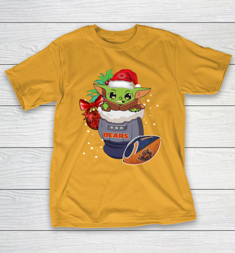 Chicago Bears Christmas Baby Yoda Star Wars Funny Happy NFL T-Shirt 4