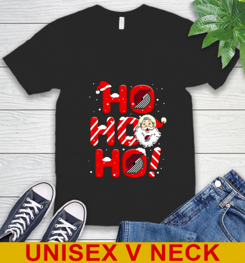 Portland Trail Blazers NBA Basketball Ho Ho Ho Santa Claus Merry Christmas Shirt V-Neck T-Shirt