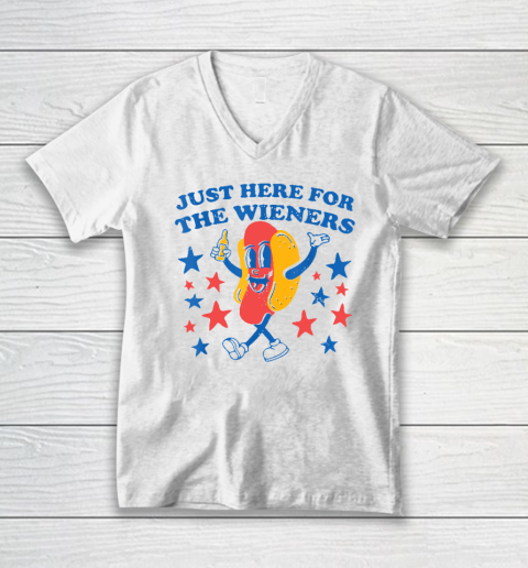 Hot Dog I'm Just Here For The 4Th Of July V-Neck T-Shirt