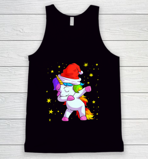Christmas Unicorn Shirt for Girls Santa Hat Xmas Gift Tank Top