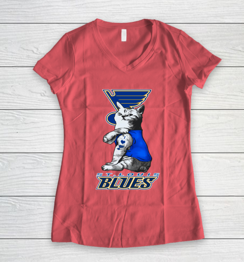 NHL My Cat Loves St.Louis Blues Hockey Women's V-Neck T-Shirt 4