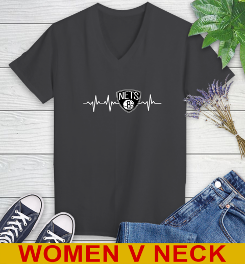 Brooklyn Nets NBA Basketball Heart Beat Shirt Women's V-Neck T-Shirt 9 Brooklyn Nets NBA Basketball Heart Beat Shirt Women's V-Neck T-Shirt - Image 9
