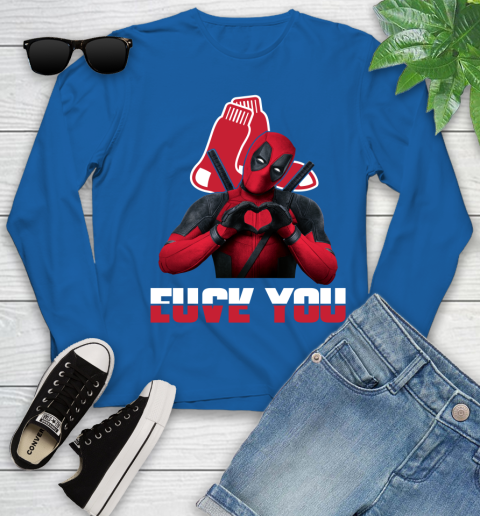 MLB Boston Red Sox Deadpool Love You Fuck You Baseball Sports Youth Long Sleeve 10