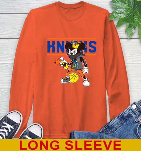 New York Knicks NBA Basketball Mickey Peace Sign Sports Long Sleeve T-Shirt 5