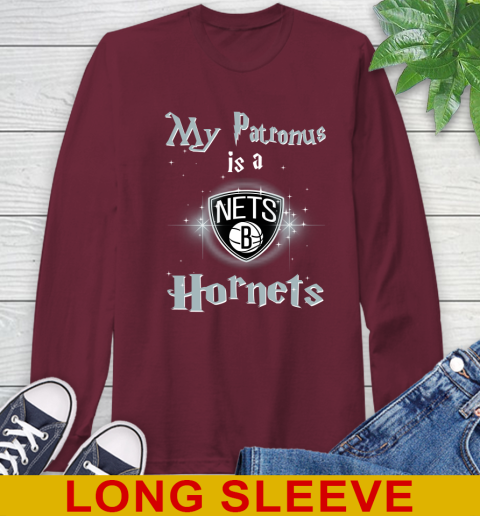 NBA Basketball Harry Potter My Patronus Is A Brooklyn Nets Long Sleeve T-Shirt 7