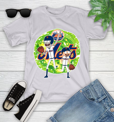 MLB New York Mets Rick And Morty Baseball Sports Youth T-Shirt 4