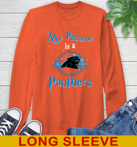 NFL Football Harry Potter My Patronus Is A Carolina Panthers Long Sleeve T-Shirt 4