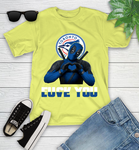 MLB Toronto Blue Jays Deadpool Love You Fuck You Baseball Sports Youth T-Shirt 25