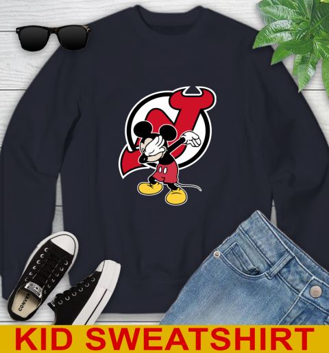 New Jersey Devils NHL Hockey Dabbing Mickey Disney Sports Youth Sweatshirt 3