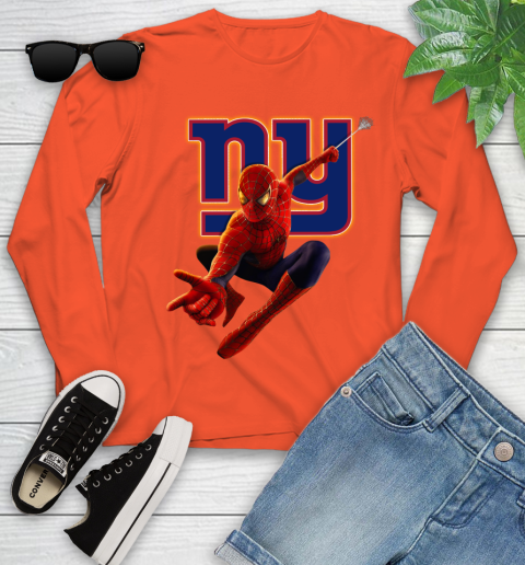 NFL Spider Man Avengers Endgame Football New York Giants Youth Long Sleeve 4