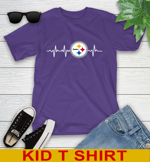 Pittsburgh Steelers NFL Football Heart Beat Shirt Youth T-Shirt 3