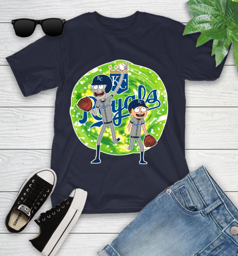 MLB Kansas City Royals Rick And Morty Baseball Sports Youth T-Shirt 3