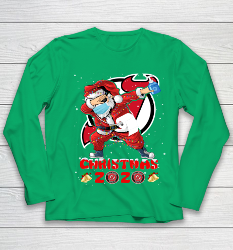 New Jersey Devils Funny Santa Claus Dabbing Christmas 2020 NHL Youth Long Sleeve 4