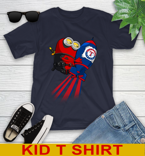 MLB Baseball Texas Rangers Deadpool Minion Marvel Shirt Youth T-Shirt 2