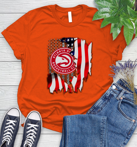Atlanta Hawks NBA Basketball American Flag Women's T-Shirt 3