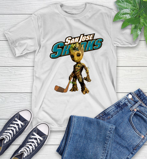 San Jose Sharks NHL Hockey Groot Marvel Guardians Of The Galaxy T-Shirt