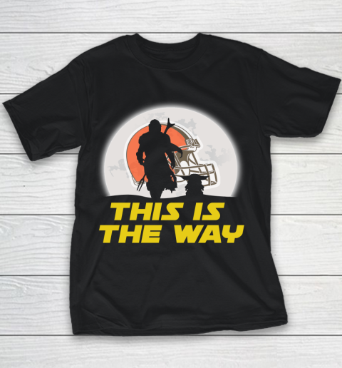 Cleveland Browns NFL Football Star Wars Yoda And Mandalorian This Is The Way Youth T-Shirt