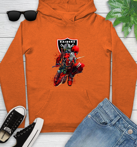 NFL Deadpool Marvel Comics Sports Football Oakland Raiders Youth Hoodie 5