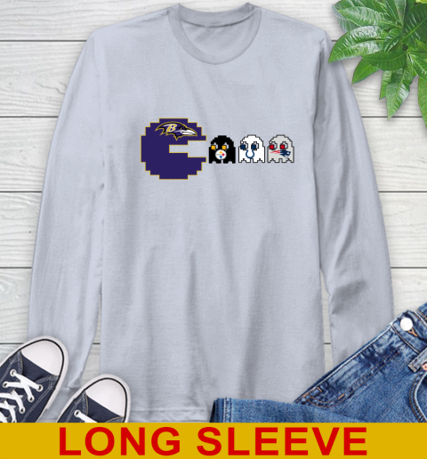 Baltimore Ravens NFL Football Pac Man Champion Long Sleeve T-Shirt 6