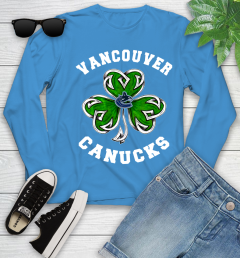 NHL Vancouver Canucks Three Leaf Clover St Patrick's Day Hockey Sports Youth Long Sleeve 8