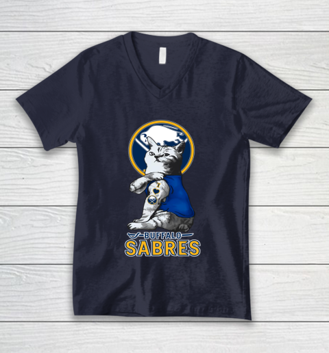 NHL My Cat Loves Buffalo Sabres Hockey V-Neck T-Shirt 2
