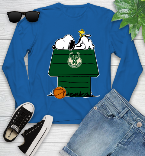 Milwaukee Bucks NBA Basketball Snoopy Woodstock The Peanuts Movie Youth Long Sleeve 9