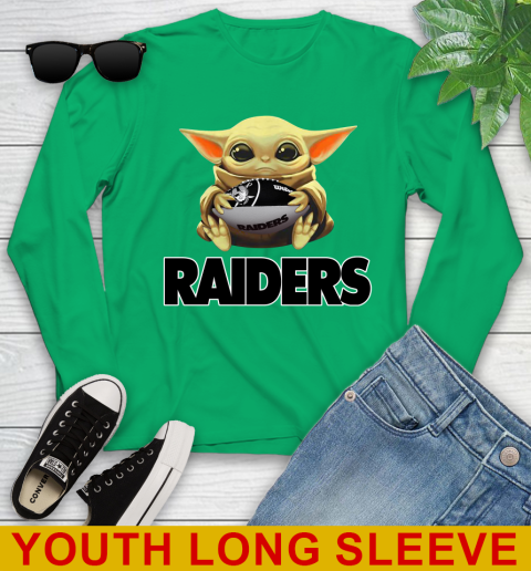 NFL Football Oakland Raiders Baby Yoda Star Wars Shirt Youth Long Sleeve 7
