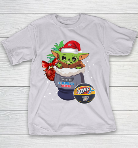 Oklahoma City Thunder Christmas Baby Yoda Star Wars Funny Happy NBA Youth T-Shirt 5