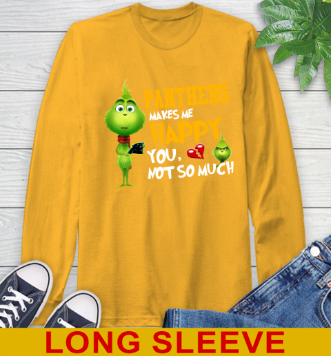 NFL Carolina Panthers Makes Me Happy You Not So Much Grinch Football Sports Long Sleeve T-Shirt 2