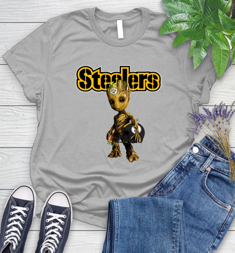 Pittsburgh Steelers NFL Football Groot Marvel Guardians Of The Galaxy Women's T-Shirt 5