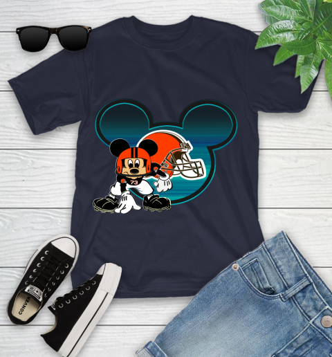 NFL Cleveland Browns Mickey Mouse Disney Football T Shirt Youth T-Shirt 3