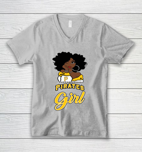Pittsburgh Piratess Girl MLB V-Neck T-Shirt 4