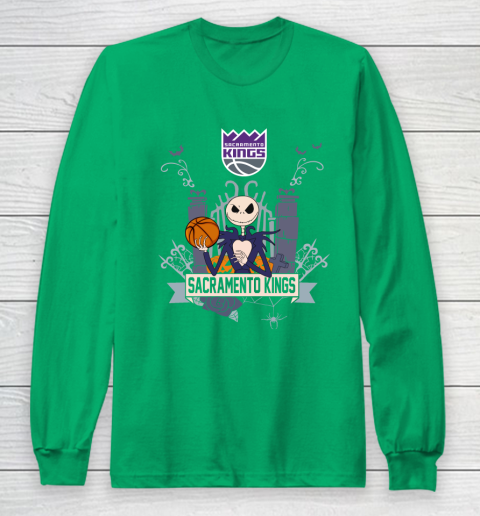 NBA Sacramento Kings Basketball Jack Skellington Halloween Long Sleeve T-Shirt 4