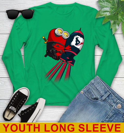 NFL Football Houston Texans Deadpool Minion Marvel Shirt Youth Long Sleeve 7