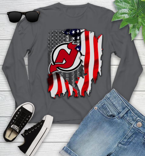 New Jersey Devils NHL Hockey American Flag Youth Long Sleeve 9