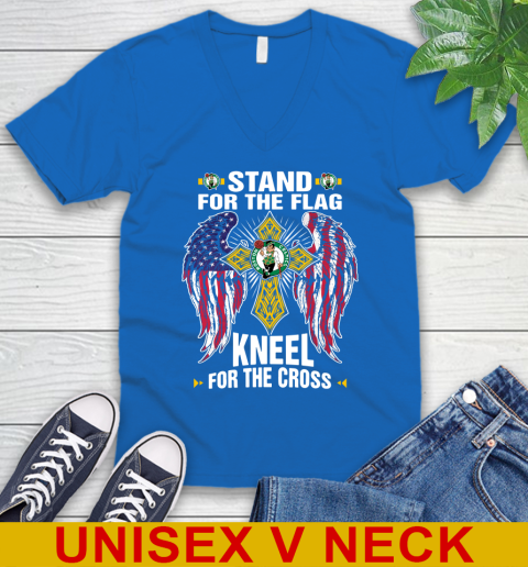 NBA Basketball Boston Celtics Stand For Flag Kneel For The Cross Shirt V-Neck T-Shirt 5
