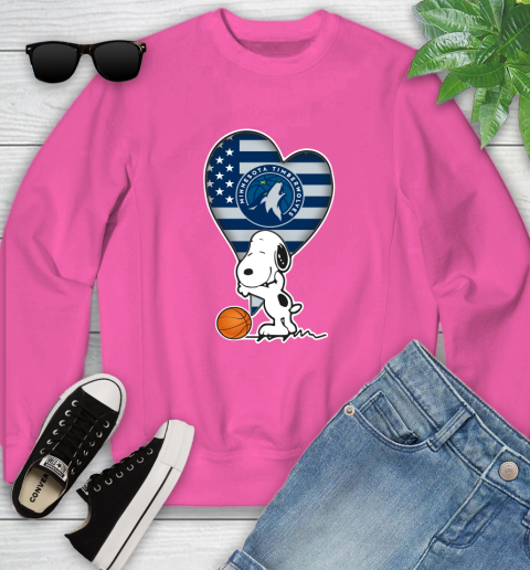 Minnesota Timberwolves NBA Basketball The Peanuts Movie Adorable Snoopy Youth Sweatshirt 7