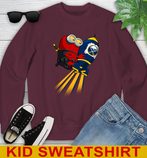 NHL Hockey Buffalo Sabres Deadpool Minion Marvel Shirt Youth Sweatshirt 4
