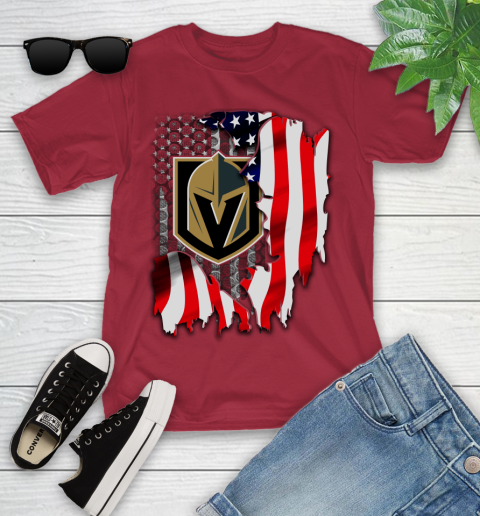 Vegas Golden Knights NHL Hockey American Flag Youth T-Shirt 14