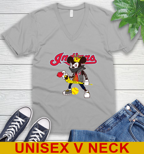 Cleveland Indians MLB Baseball Mickey Peace Sign Sports V-Neck T-Shirt 4