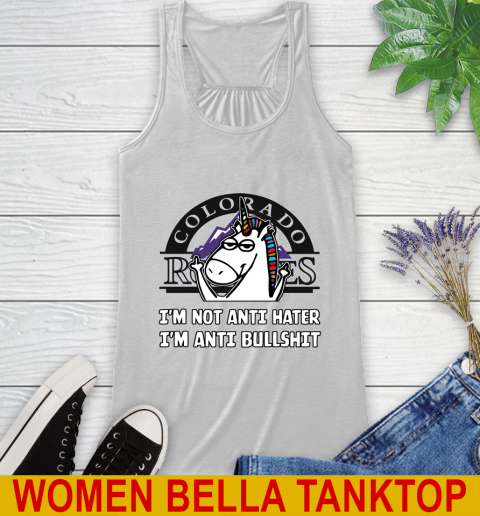 Colorado Rockies MLB Baseball Unicorn I'm Not Anti Hater I'm Anti Bullshit Racerback Tank