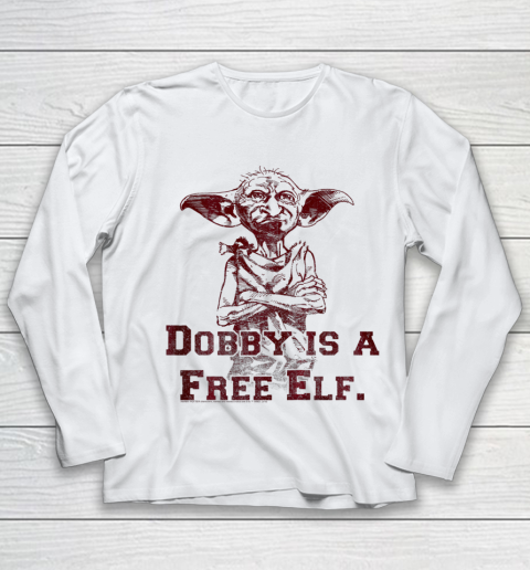 Kids Harry Potter Dobby Is A Free Elf Portrait Youth Long Sleeve