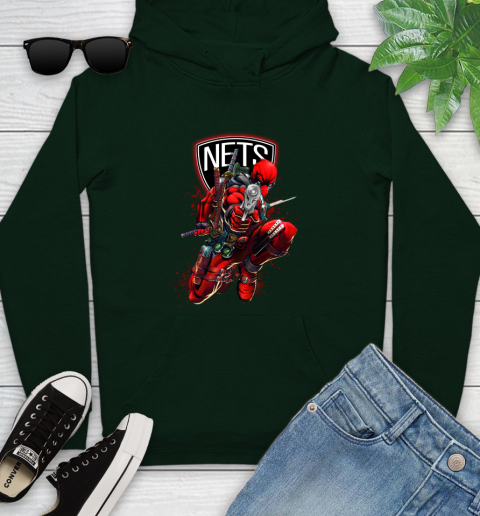 NBA Deadpool Marvel Comics Sports Basketball Brooklyn Nets Youth Hoodie 13