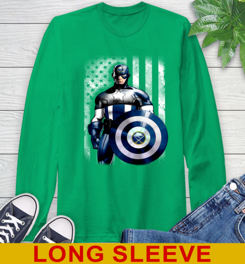 Buffalo Sabres NHL Hockey Captain America Marvel Avengers American Flag Shirt Long Sleeve T-Shirt 8